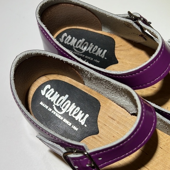 NEW Sandgrens Swedish Clogs Sz 34 Patent leather Flower - Picture 3 of 9